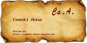 Csenki Anna névjegykártya
